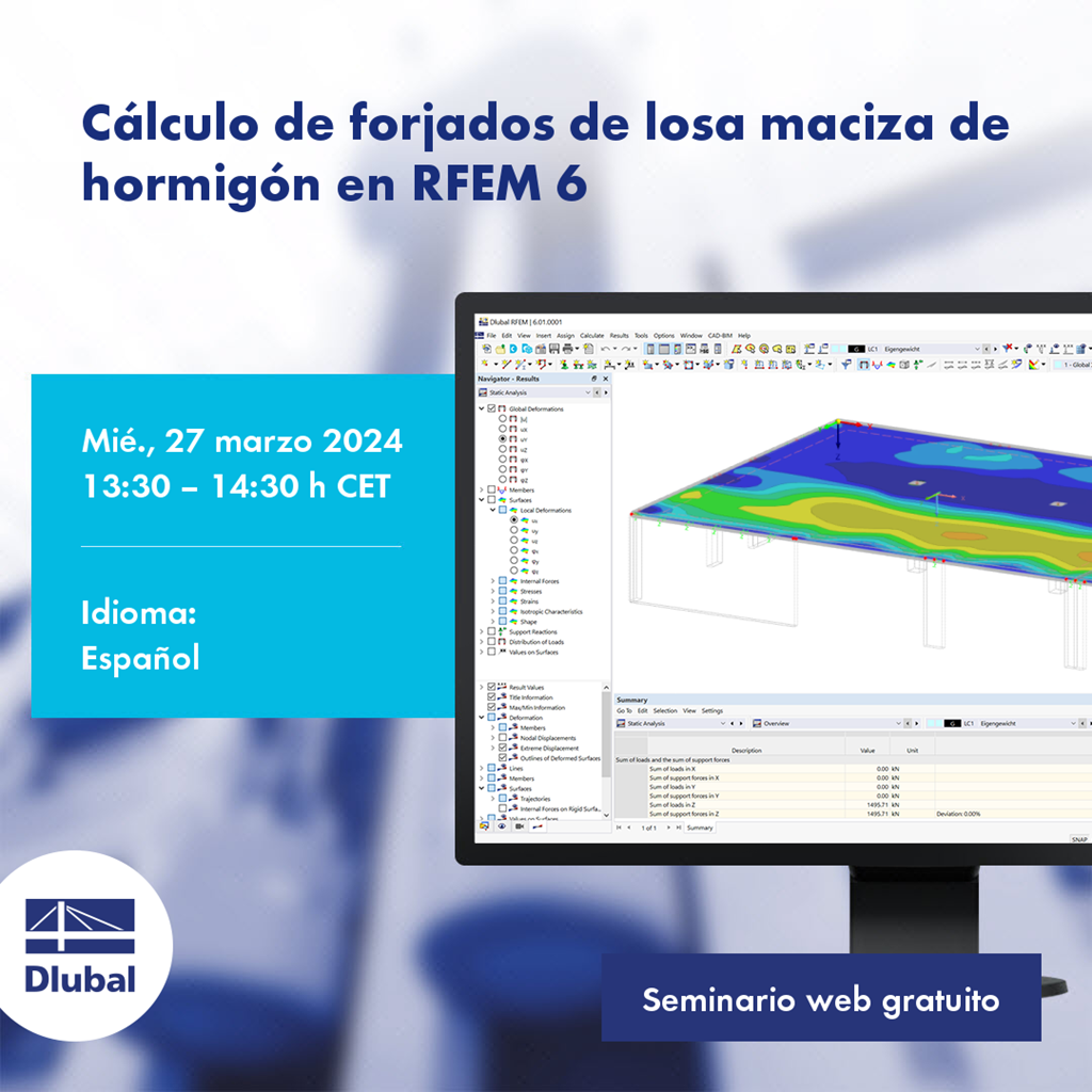 Cálculo de forjados de losa maciza de hormigón en RFEM 6