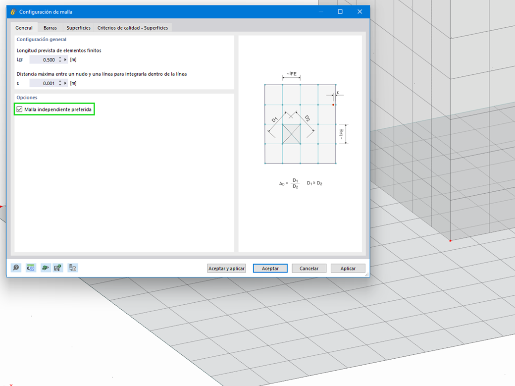 Característica 002808 | Malla de EF independiente