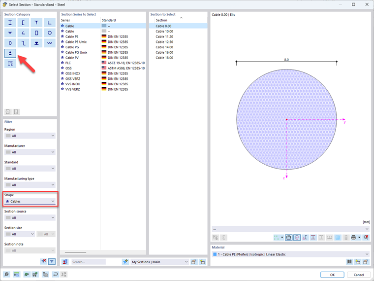 KB 001880 | Cálculo de estructuras de cables en RFEM 6 y RSTAB 9