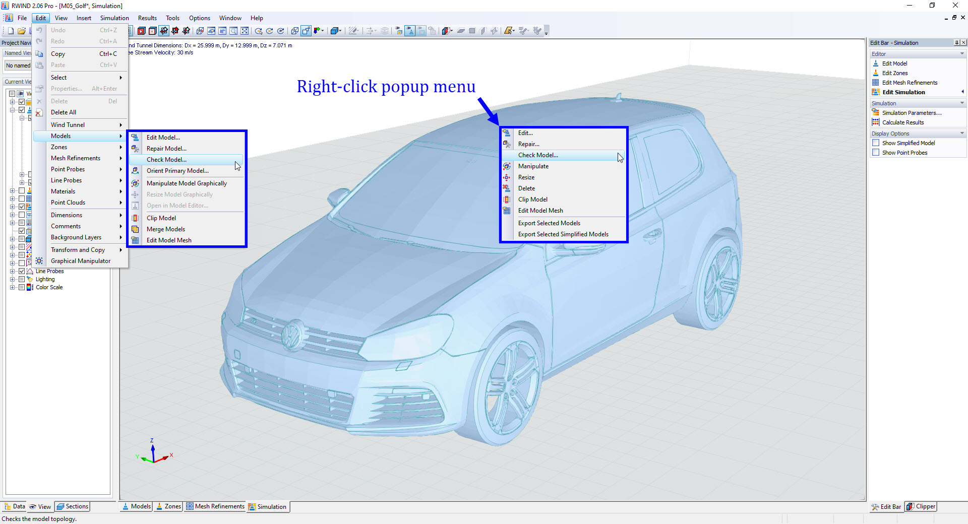 Comprobación de la topología del modelo