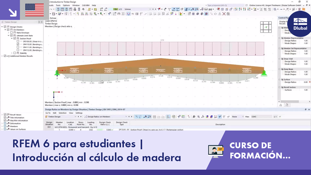 RFEM 6 para estudiantes | Introducción al cálculo de madera