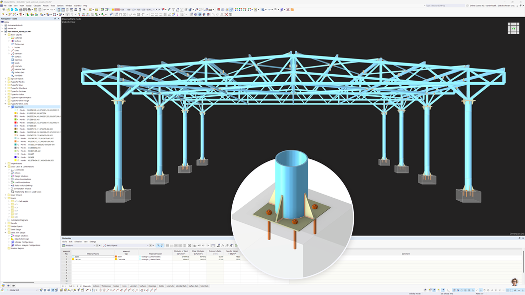 Estructura de cubierta de acero con conexiones
