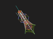 Torre de acero con plataforma, tubo de extensión y un soporte de antena.