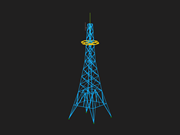 Torre de acero con plataforma, tubo de extensión y un soporte de antena.