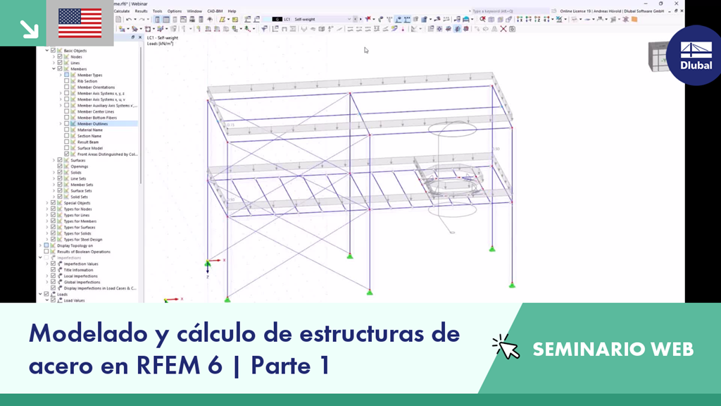Seminario web: Modelado y cálculo de estructuras de acero en RFEM 6, Parte 1, Dlubal Software