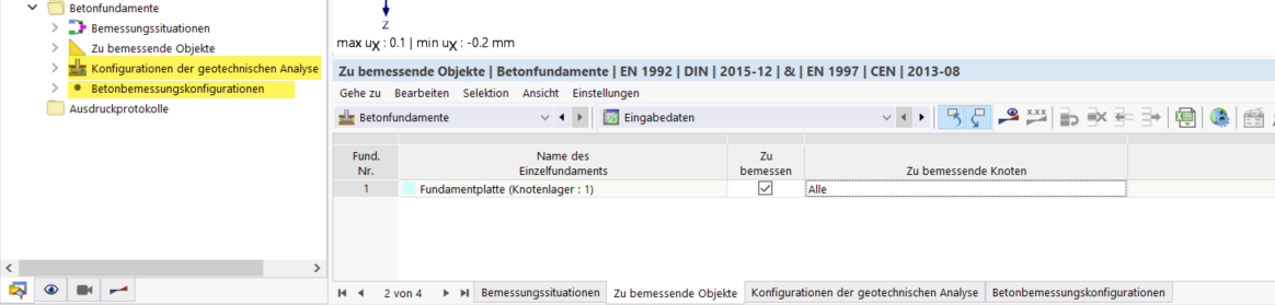 Configuraciones de cálculo en la categoría del navegador "Cimentaciones de hormigón"