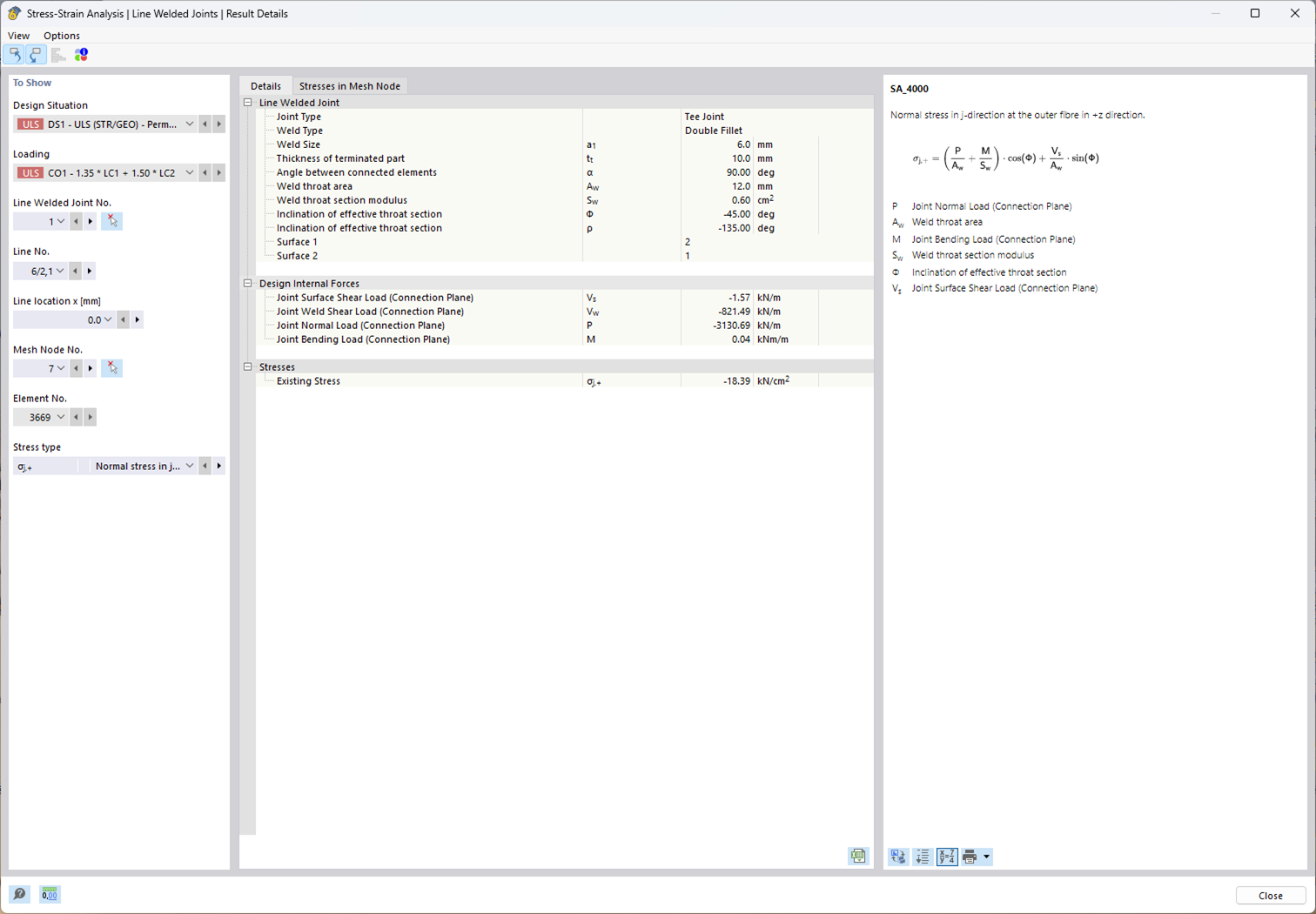 Detalles de cálculo de uniones soldadas en línea
