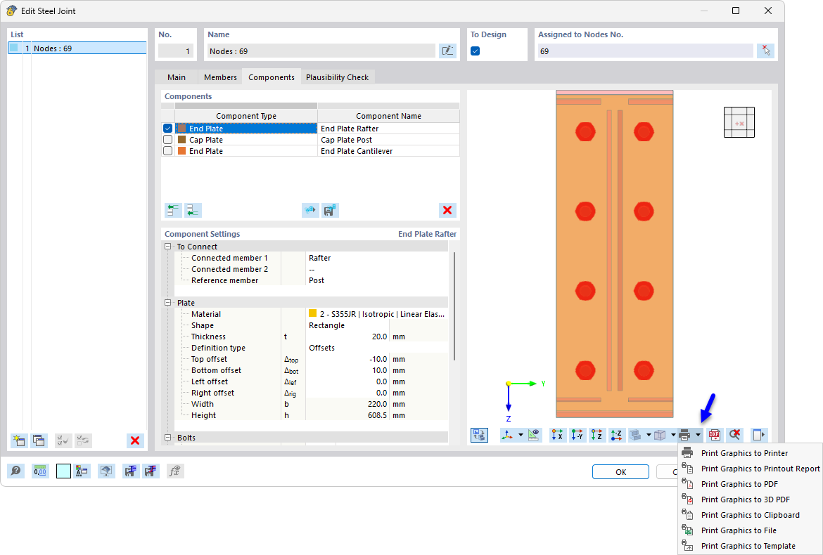 Imprimir gráficos de uniones de acero