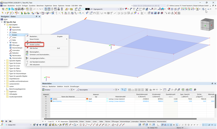 Pregunta frecuente 005543 | Wie findet man in RFEM 6 / RSTAB 9 einen Knoten mit einer bestimmten Nummer?