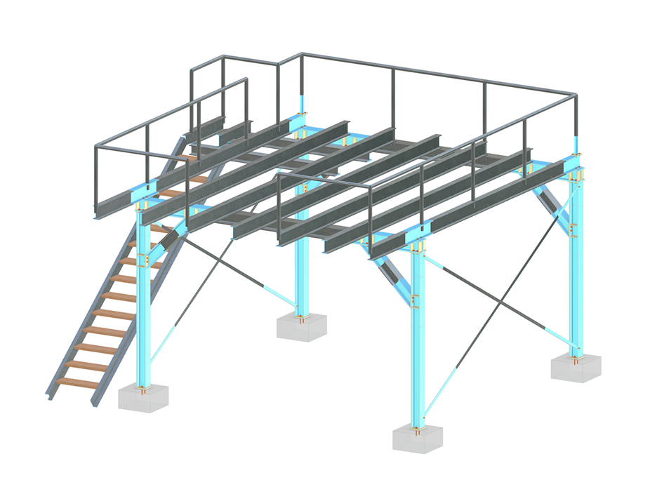 Modelo 004972 | Estructura del escenario con varias conexiones de acero