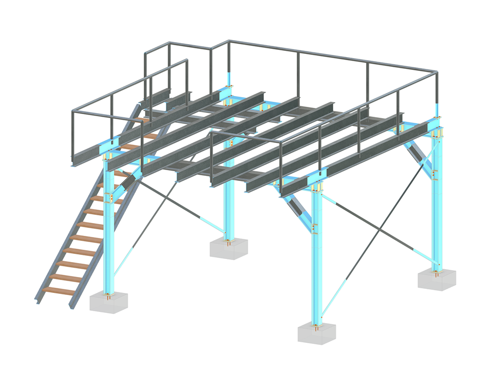 Modelo 004972 | Estructura del escenario con varias conexiones de acero
