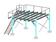 Modelo 004972 | Estructura del escenario con varias conexiones de acero