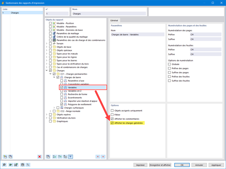 FAQ 005562 | Al crear un informe, ¿hay alguna opción para mostrar los valores de las cargas generadas por las superficies de transmisión de cargas?
