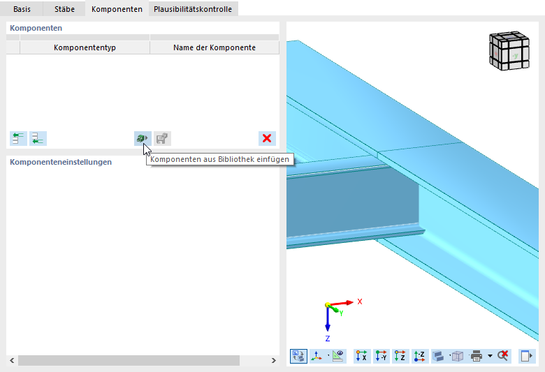 Botón "Insertar componentes de la biblioteca"