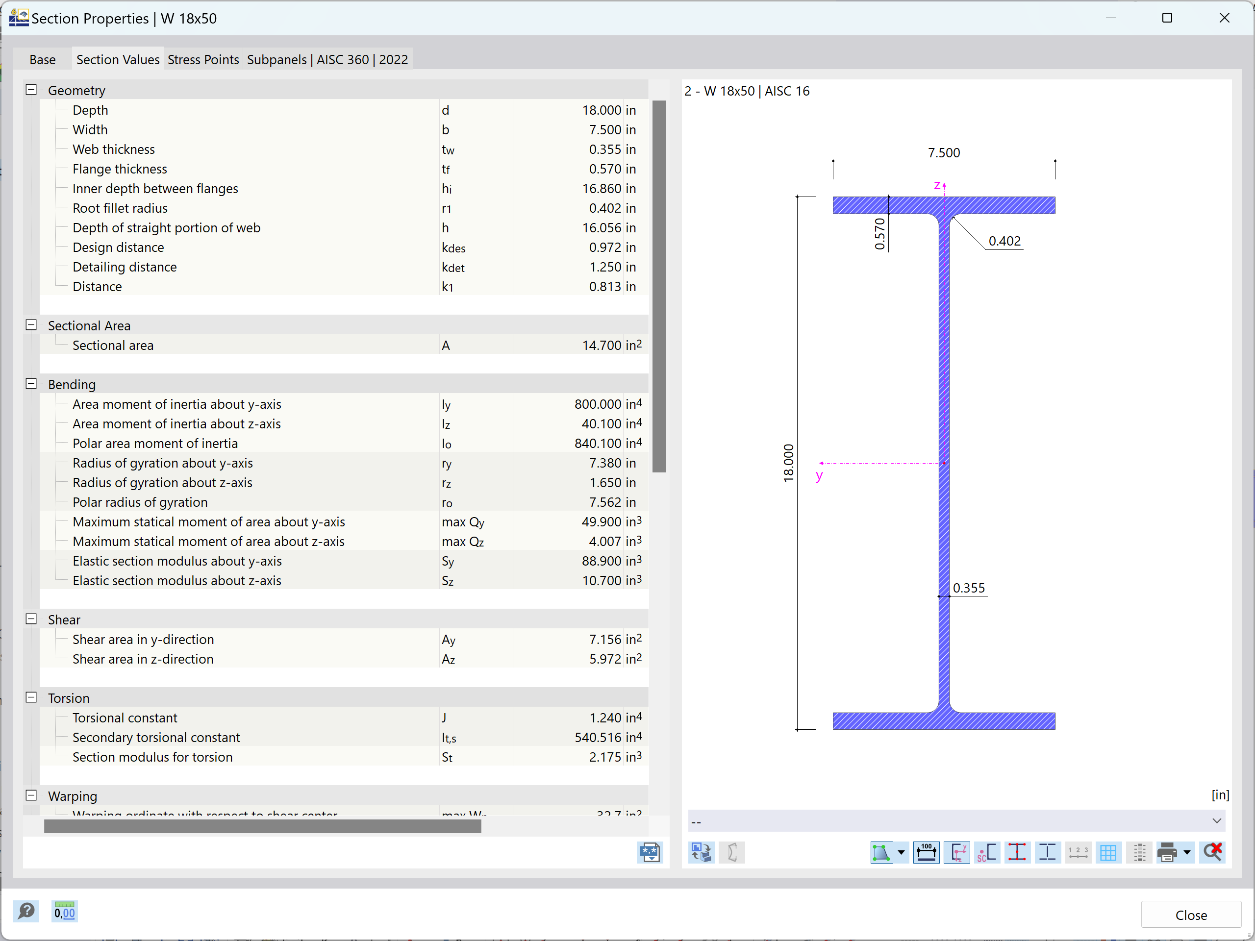 KB 001884 | Método de cálculo del pandeo lateral del capítulo F de AISC en comparación con el método de valores propios en RFEM 6