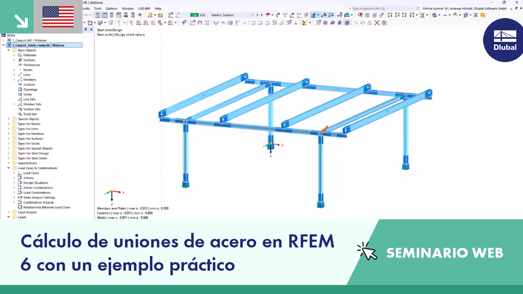 Cálculo de una conexión de acero mediante un ejemplo práctico en el software RFEM 6. Edición gráfica de un escenario práctico.