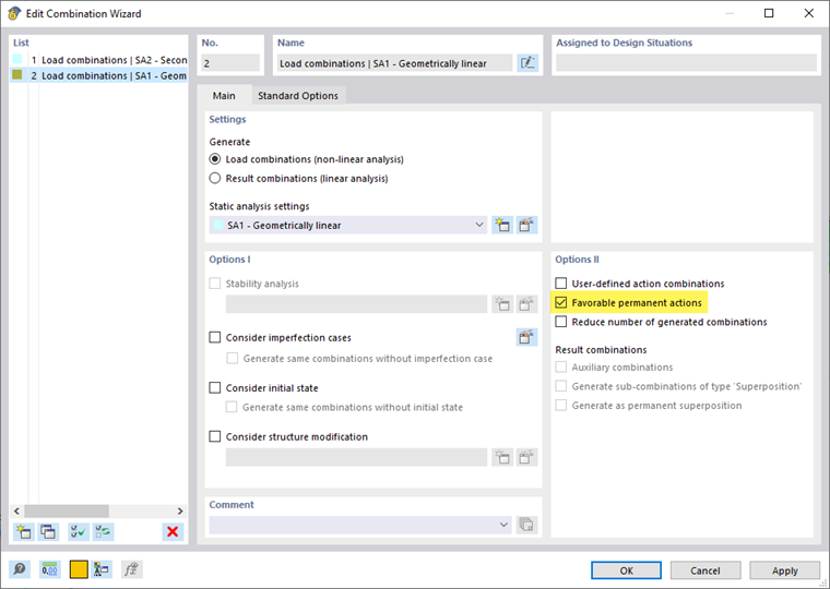 Cimentaciones de hormigón | Activar cargas permanentes favorables