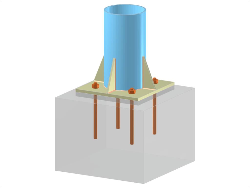 Modelo 005416 | Placa base del pilar con nervios y anclaje