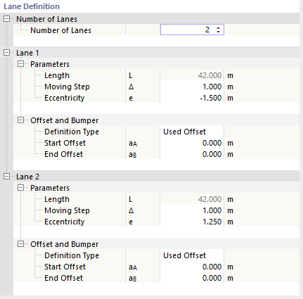 Definición de carriles con desviación