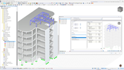 Interfaz de usuario de RFEM 6 con modelo de edificio de hormigón