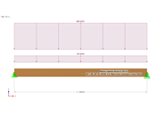 Vista detallada de una viga de madera laminada encolada mostrando su estructura en capas y elementos de conexión.