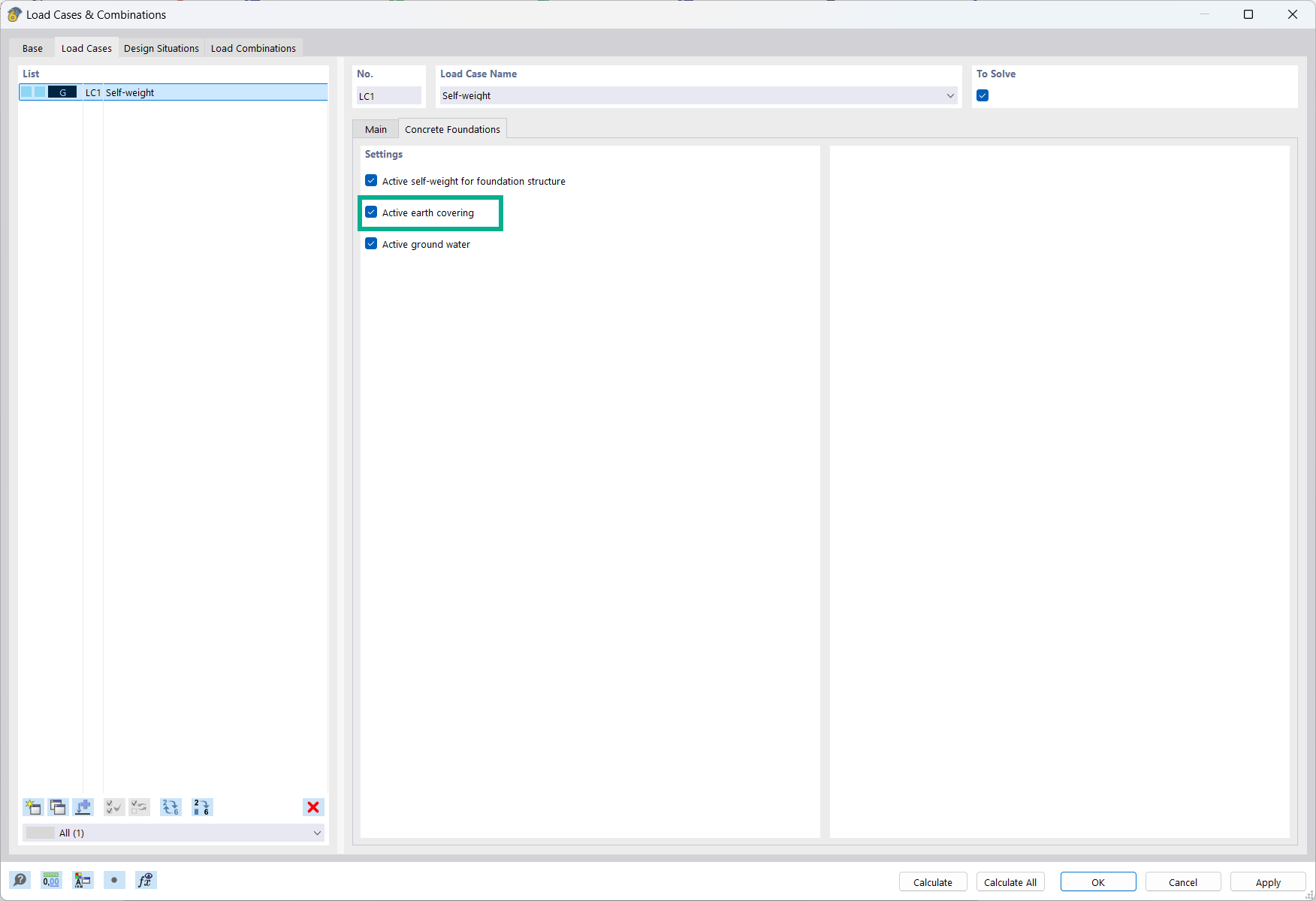 Activación de la consideración automática del recubrimiento en cimentaciones de hormigón
