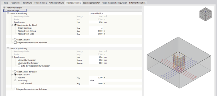 Cimentaciones de hormigón con cercos verticales para estructuras de cimentación en bloque