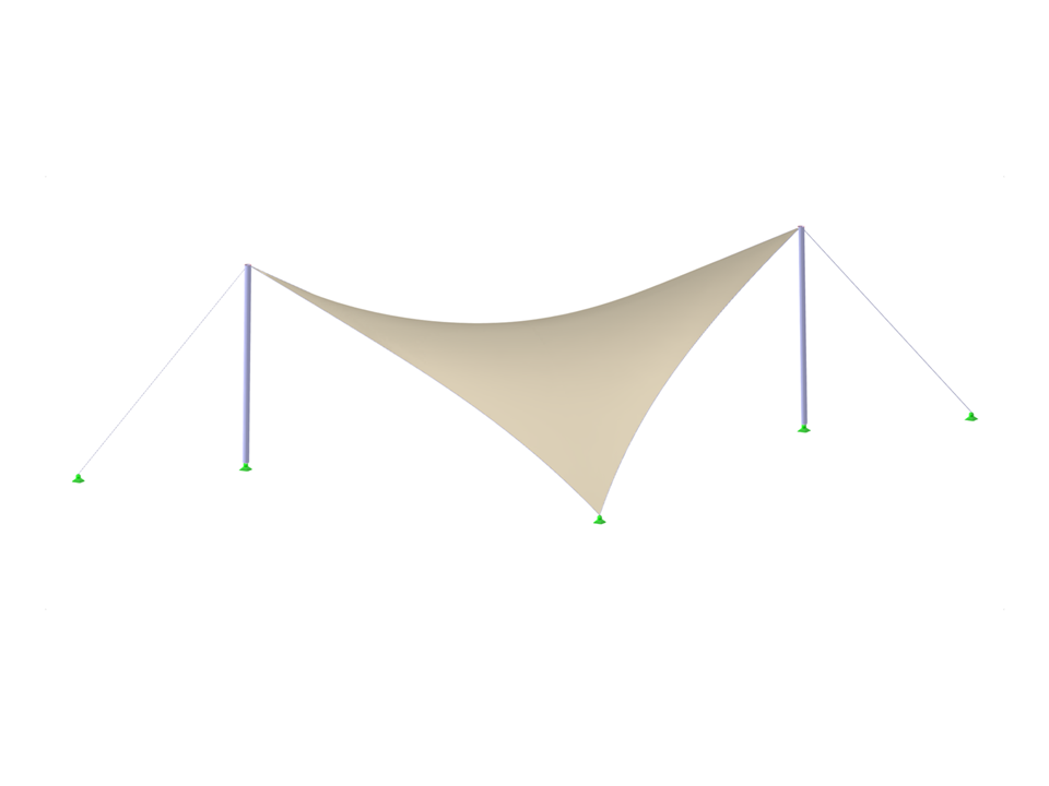 Modelo 005501 | Cubierta de membrana con cargas de viento de RWIND Simulation en RFEM