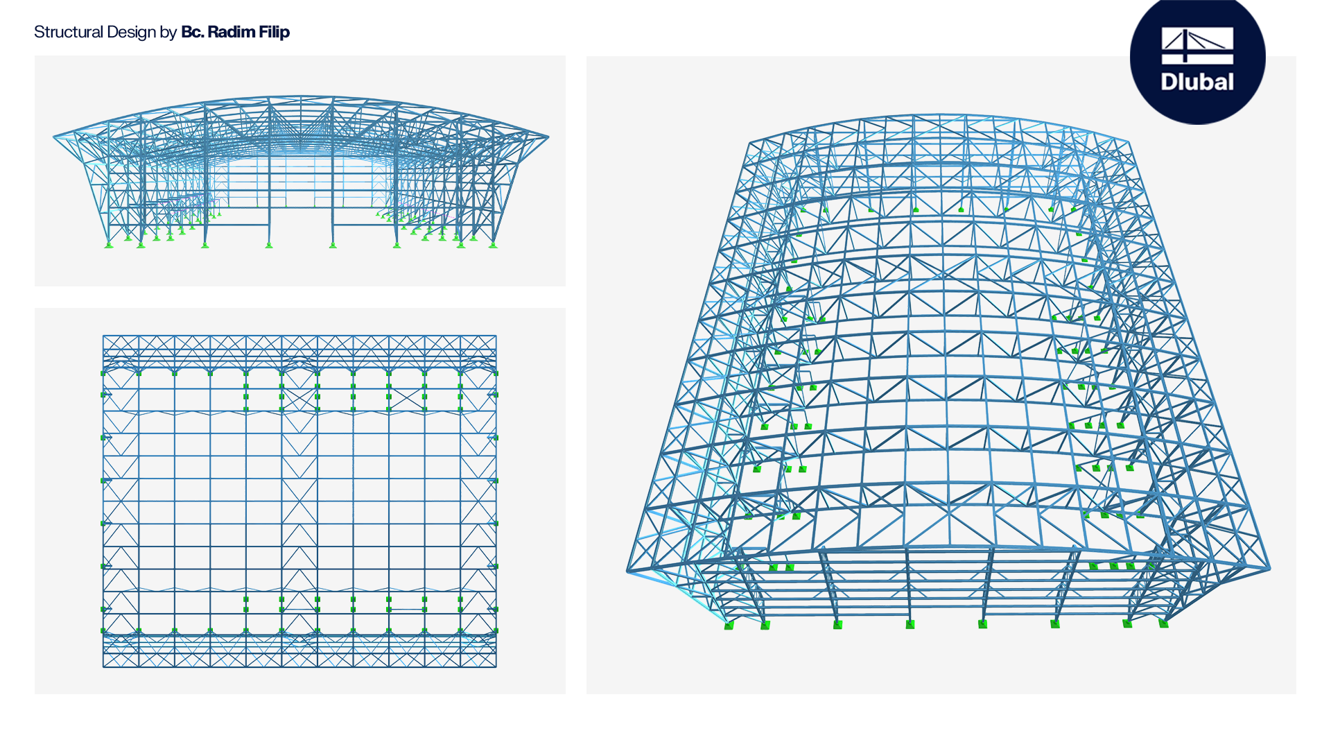 Vistas de la estructura de acero del pabellón deportivo