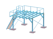 Estructura de acero para escenario con detalles complejos de acero y cimentación de hormigón armado