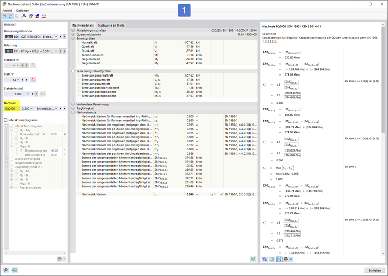 La imagen muestra detalles de verificación de diseño de hormigón con foco en armaduras requeridas