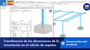 Visualización de la asunción de dimensiones individuales de cimentación en el cálculo de la base. Captura de pantalla de un cuadro de diálogo con campos de entrada opcionales para parámetros como ancho, largo y profundidad. Existen indicaciones visuales para el uso de estos parámetros en el cálculo estructural. Modelo de software de ingeniería profesional para apoyar el análisis estructural.