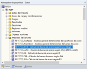 Navegador de proyectos del módulo adicional RF-HIERRO EC3