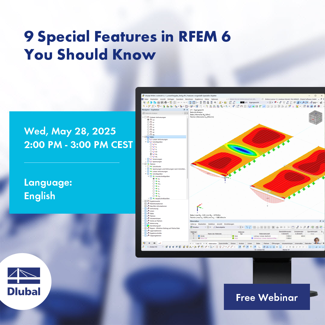 Se destacan nueve características especiales en RFEM 6, enfatizando opciones avanzadas de análisis y capacidades mejoradas de modelado.
