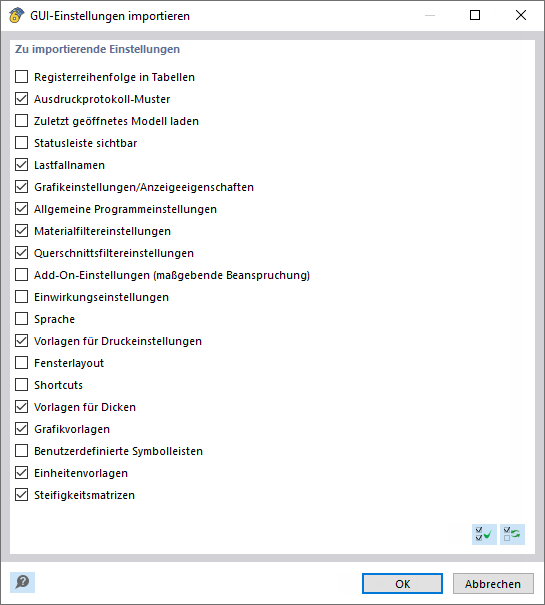 Importar configuración de GUI