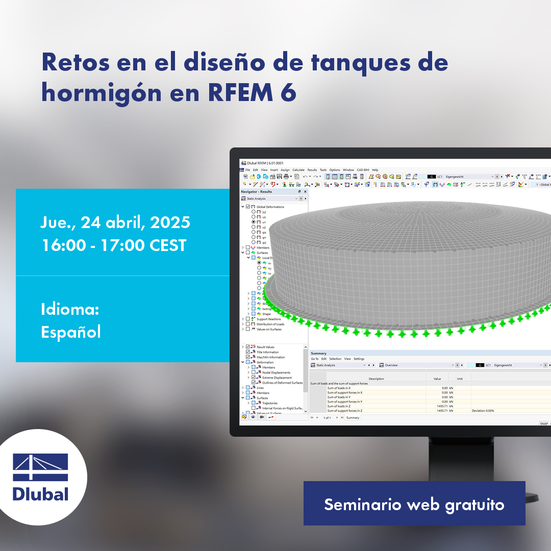 Retos en el diseño de tanques de hormigón en RFEM 6