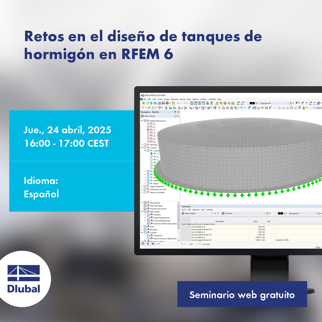 Retos en el diseño de tanques de hormigón en RFEM 6