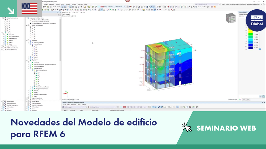 Seminario web sobre las nuevas características y actualizaciones en modelos de edificios utilizando el software RFEM 6.