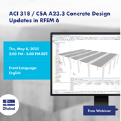 Seminario web gratuito de Dlubal Software sobre las nuevas características para ACI 318 y CSA A23.3 en RFEM 6.