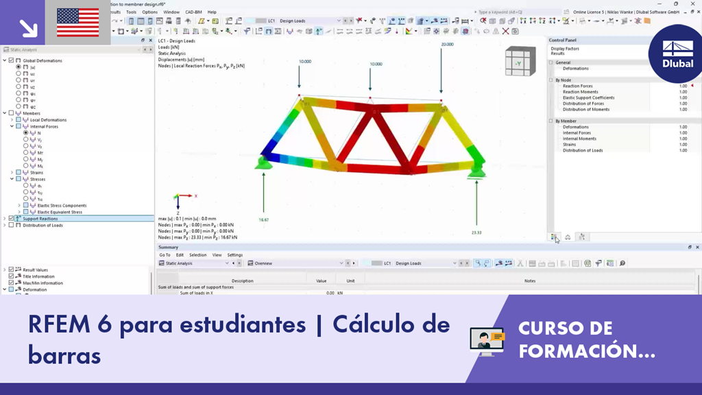Sesión interactiva sobre diseño de barras para estudiantes de ingeniería usando RFEM 6.