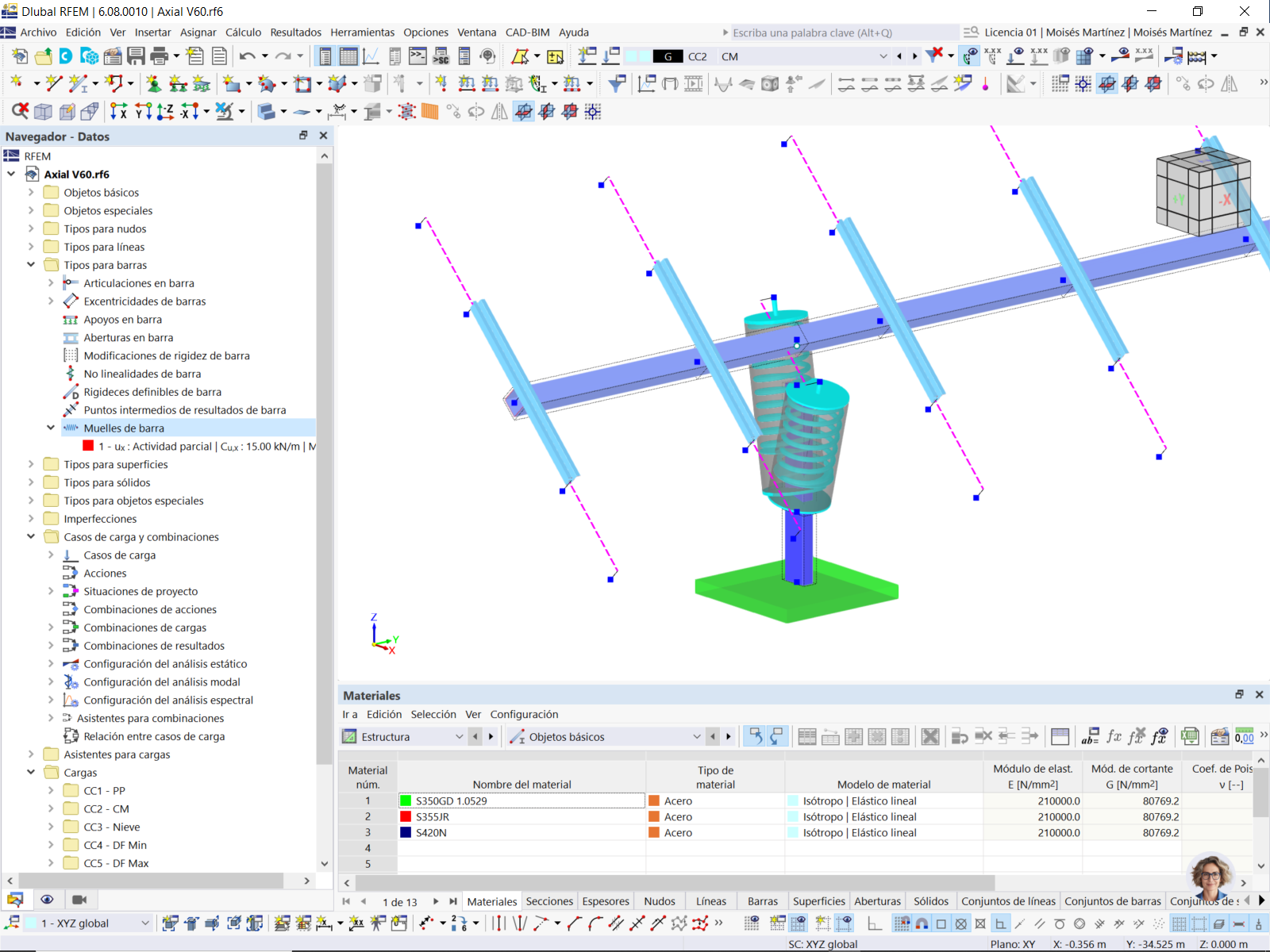 Modelo del seguidor solar en RFEM (© Axial Structural Solutions)