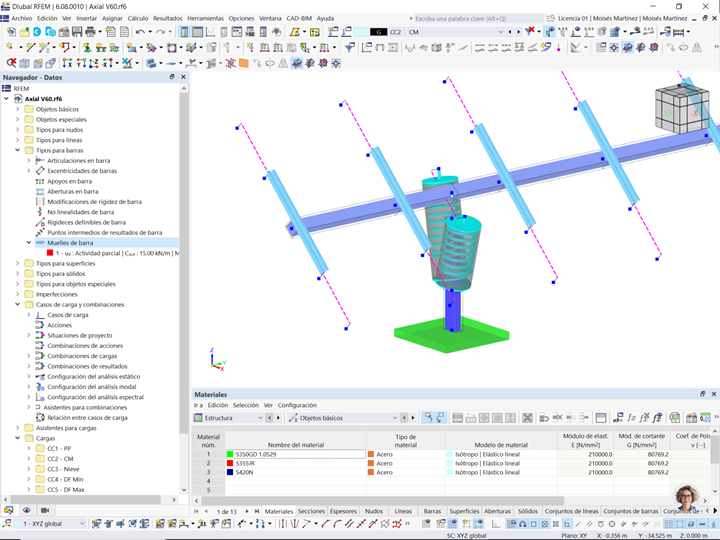 Modelo del seguidor solar en RFEM (© Axial Structural Solutions)