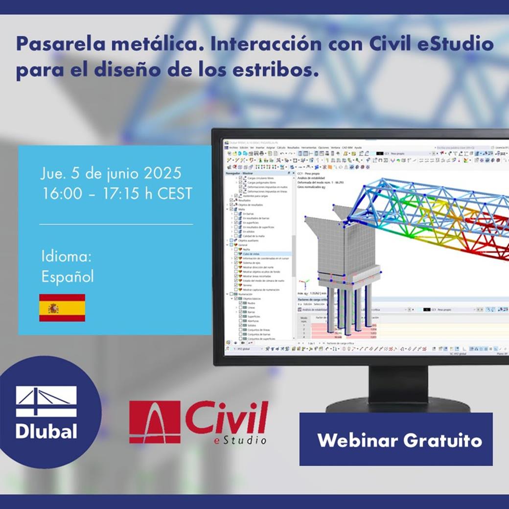 Pasarela metálica. Integración con Civil eStudio para diseño de estribos