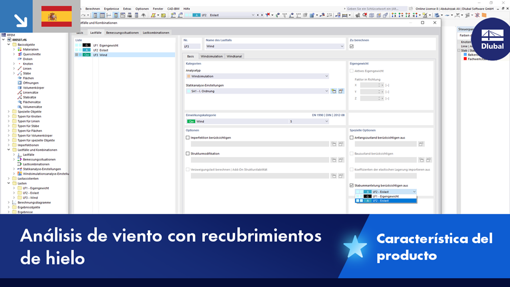 Visualización del análisis de viento con palas de hielo para la simulación de flujo en un modelo técnico