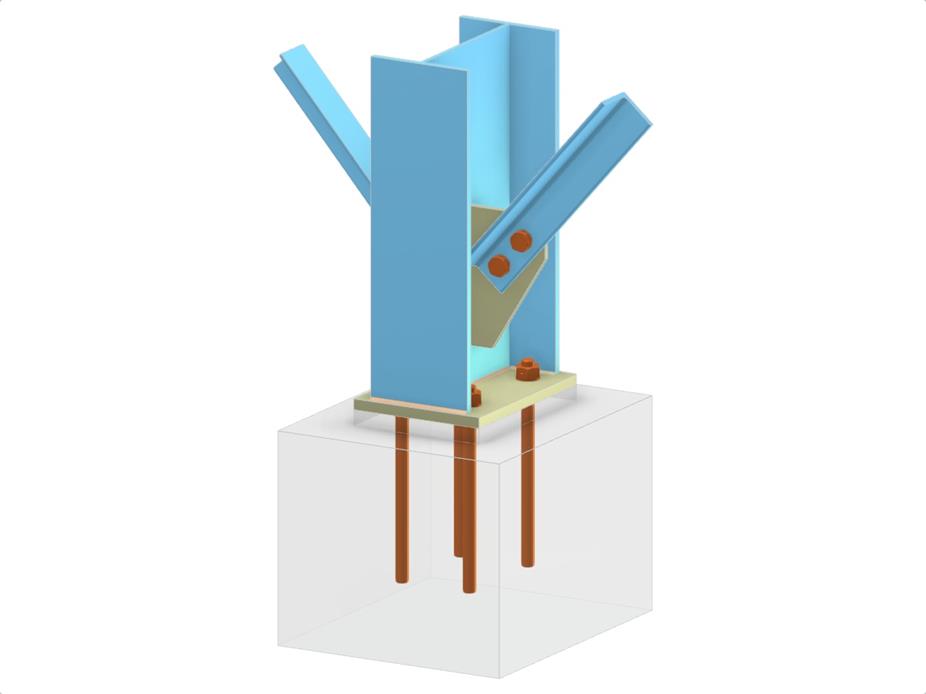 Modelo 005726 | Base de pilar con dos diagonales de arriostramiento vertical