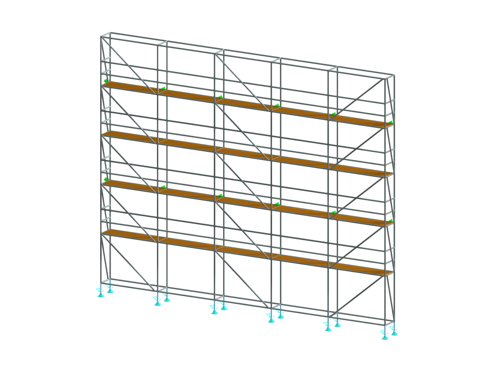 Aluminiumgerüst für Bauprojekte, Detailansicht. Statische Berechnungen für Lastübertragung.