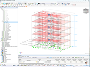 Finite element nodes show how rigid links couple horizontal displacements in structural analysis using the Rigid Diaphragm story type.