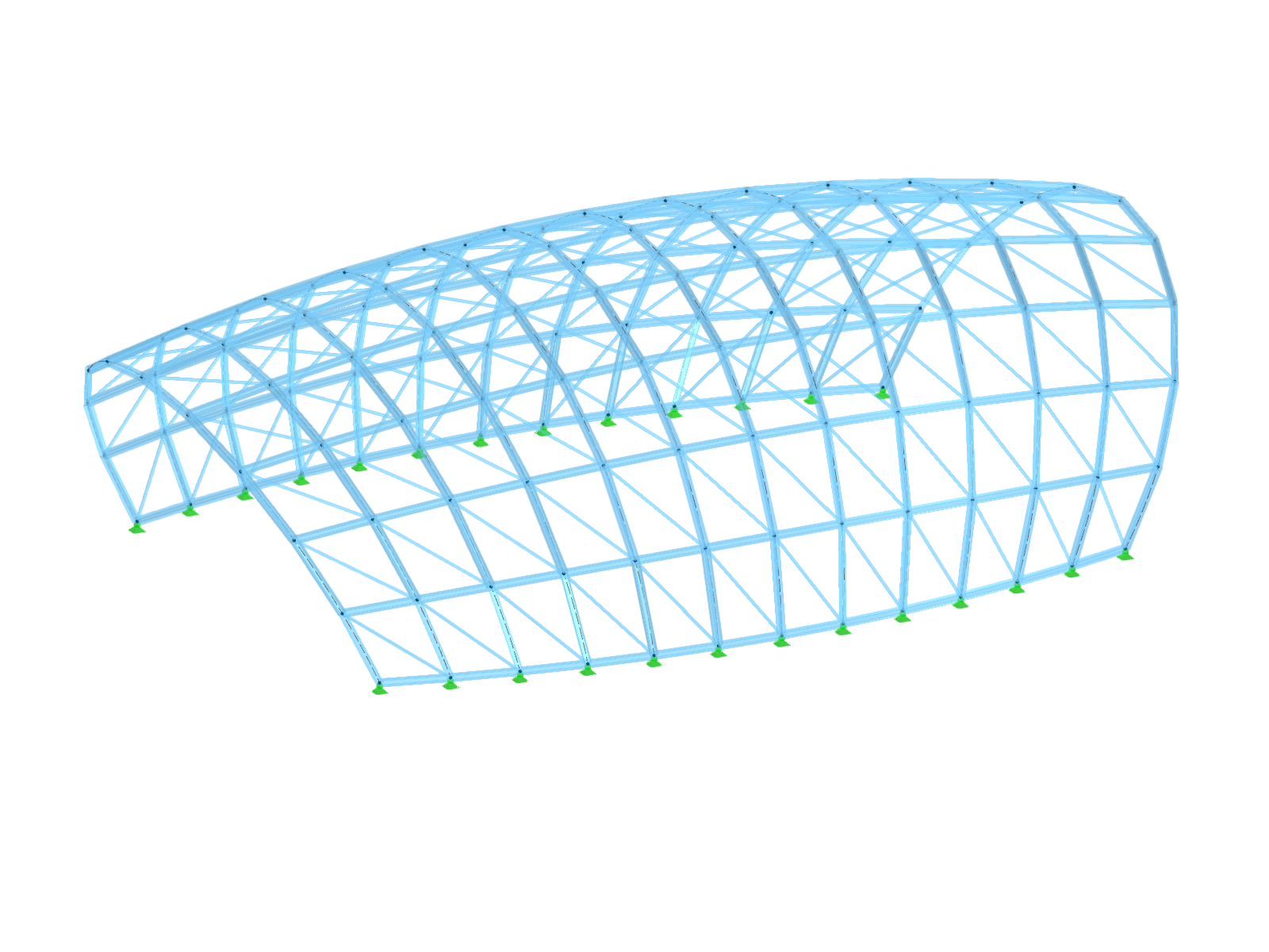 Estructura de acero con arco redondo con cubierta transparente