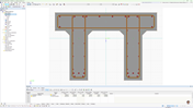 Visualización de sección de hormigón armado en RSECTION con detalles del recubrimiento y configuración de armadura de cortante y longitudinal.