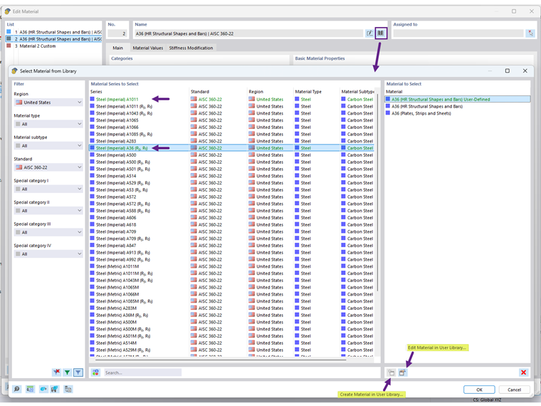 FAQ 005701 | ¿Cómo puedo guardar mi material definido por el usuario en la biblioteca de materiales en RFEM 6?